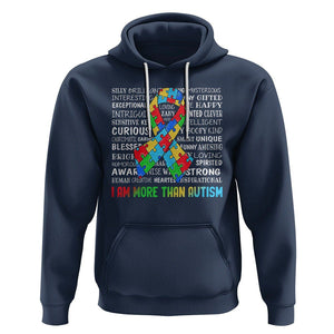 Autism Awareness Hoodie I Am More Than Autism Brilliant Strong Unique Brave Happy Creative TS09 Navy Printyourwear