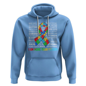 Autism Awareness Hoodie I Am More Than Autism Brilliant Strong Unique Brave Happy Creative TS09 Carolina Blue Printyourwear