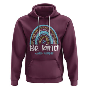 Autism Awareness Hoodie In A World Where You Can Be Anything Be Kind Blue Rainbow TS01 Maroon Printyourwear