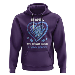 Autism Awareness Hoodie In April We Wear Blue Heart Love Support Inclusion Acceptance TS02 Purple Printyourwear