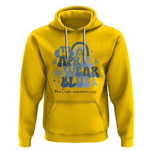 Autism Awareness Hoodie In April We Wear Blue Rainbow Retro Groovy TS01 Daisy Printyourwear