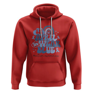 Autism Awareness Hoodie In April We Wear Blue Rainbow Retro Groovy TS01 Red Printyourwear