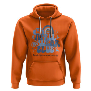 Autism Awareness Hoodie In April We Wear Blue Rainbow Retro Groovy TS01 Orange Printyourwear