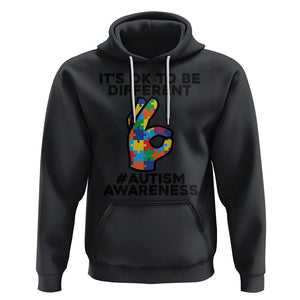 Autism Awareness Hoodie It's Ok To Be Different Acceptance Spectrum Puzzle Piece TS02 Black Printyourwear