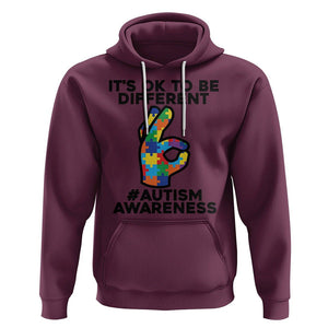 Autism Awareness Hoodie It's Ok To Be Different Acceptance Spectrum Puzzle Piece TS02 Maroon Printyourwear