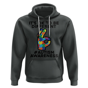 Autism Awareness Hoodie It's Ok To Be Different Acceptance Spectrum Puzzle Piece TS02 Dark Heather Printyourwear