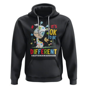 Autism Awareness Hoodie It's Ok To Be Different Cute Puzzle Giraffe TS09 Black Printyourwear