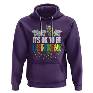 Autism Awareness Hoodie It's Ok To Be Different Funny Jigsaw Puzzle Elephant TS01 Purple Printyourwear