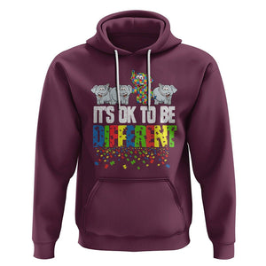 Autism Awareness Hoodie It's Ok To Be Different Funny Jigsaw Puzzle Elephant TS01 Maroon Printyourwear