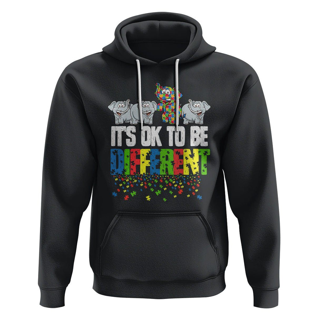 Autism Awareness Hoodie It's Ok To Be Different Funny Jigsaw Puzzle Elephant TS01 Black Printyourwear