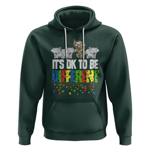 Autism Awareness Hoodie It's Ok To Be Different Funny Jigsaw Puzzle Elephant TS01 Dark Forest Green Printyourwear