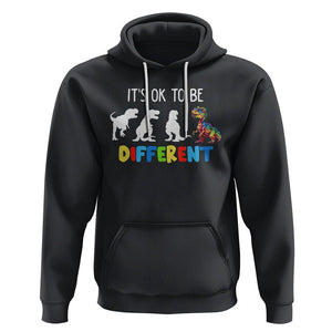 Autism Awareness Hoodie It's Ok To Be Different Puzzle Dinosaur TS09 Black Printyourwear