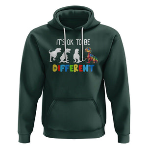 Autism Awareness Hoodie It's Ok To Be Different Puzzle Dinosaur TS09 Dark Forest Green Printyourwear