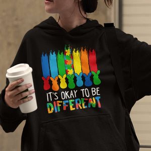 Autism Awareness Hoodie It's OK To Be Different Puzzle Easter Bunny TS09 Printyourwear