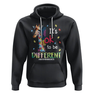 Autism Awareness Hoodie It's Ok To Be Different Puzzle Giraffe TS09 Black Printyourwear