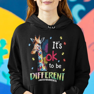 Autism Awareness Hoodie It's Ok To Be Different Puzzle Giraffe TS09 Printyourwear