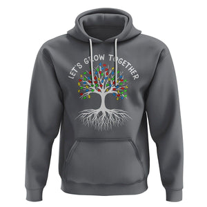 Autism Awareness Hoodie Let's Grow Together Puzzle Flowers TS09 Charcoal Printyourwear