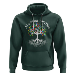 Autism Awareness Hoodie Let's Grow Together Puzzle Flowers TS09 Dark Forest Green Printyourwear