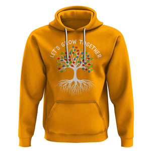 Autism Awareness Hoodie Let's Grow Together Puzzle Flowers TS09 Gold Printyourwear