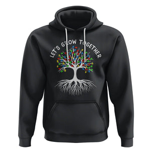 Autism Awareness Hoodie Let's Grow Together Puzzle Flowers TS09 Black Printyourwear