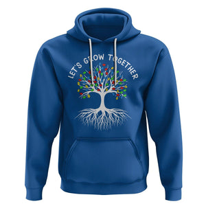 Autism Awareness Hoodie Let's Grow Together Puzzle Flowers TS09 Royal Blue Printyourwear