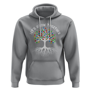 Autism Awareness Hoodie Let's Grow Together Puzzle Flowers TS09 Sport Gray Printyourwear