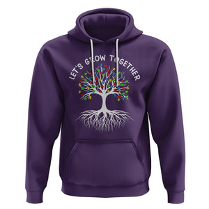 Autism Awareness Hoodie Let's Grow Together Puzzle Flowers TS09 Purple Printyourwear