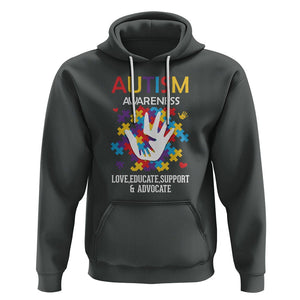 Autism Awareness Hoodie Love Educate Support Advocate TS01 Dark Heather Printyourwear