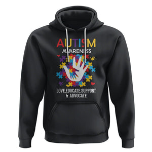 Autism Awareness Hoodie Love Educate Support Advocate TS01 Black Printyourwear