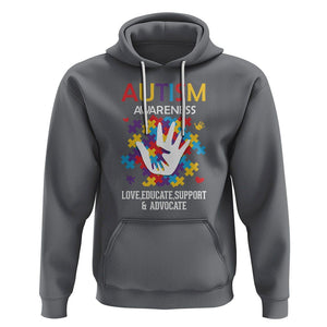 Autism Awareness Hoodie Love Educate Support Advocate TS01 Charcoal Printyourwear