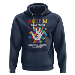 Autism Awareness Hoodie Love Educate Support Advocate TS01 Navy Printyourwear