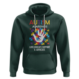 Autism Awareness Hoodie Love Educate Support Advocate TS01 Dark Forest Green Printyourwear