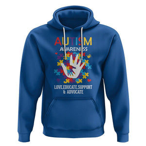 Autism Awareness Hoodie Love Educate Support Advocate TS01 Royal Blue Printyourwear