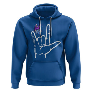 Autism Awareness Hoodie Love Need No Words I Love You Hand Sign Language Butterfly TS02 Royal Blue Printyourwear