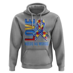 Autism Awareness Hoodie Love Needs No Words Puzzle Heart TS09 Sport Gray Printyourwear