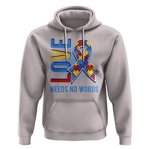 Autism Awareness Hoodie Love Needs No Words Puzzle Heart TS09 Ice Gray Printyourwear