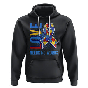 Autism Awareness Hoodie Love Needs No Words Puzzle Heart TS09 Black Printyourwear