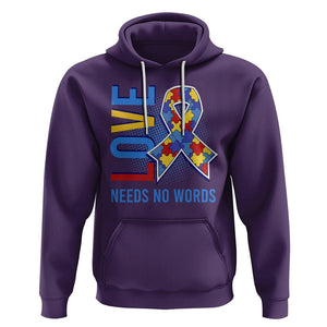 Autism Awareness Hoodie Love Needs No Words Puzzle Heart TS09 Purple Printyourwear