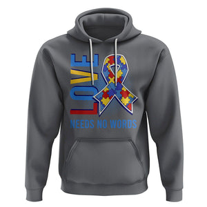 Autism Awareness Hoodie Love Needs No Words Puzzle Heart TS09 Charcoal Printyourwear