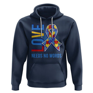 Autism Awareness Hoodie Love Needs No Words Puzzle Heart TS09 Navy Printyourwear