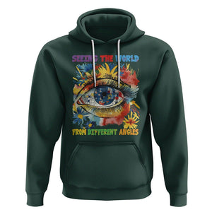 Autism Awareness Hoodie Puzzle Eyes Seeing The World From Diferent Angles TS09 Dark Forest Green Printyourwear