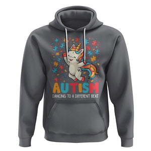 Autism Awareness Hoodie Puzzle Unicorn Dancing To A Different Beat TS09 Charcoal Printyourwear