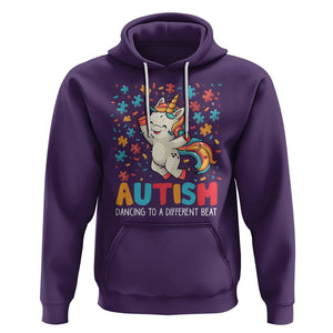 Autism Awareness Hoodie Puzzle Unicorn Dancing To A Different Beat TS09 Purple Printyourwear