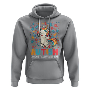 Autism Awareness Hoodie Puzzle Unicorn Dancing To A Different Beat TS09 Sport Gray Printyourwear