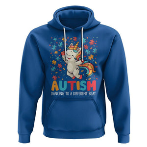 Autism Awareness Hoodie Puzzle Unicorn Dancing To A Different Beat TS09 Royal Blue Printyourwear