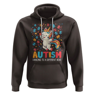 Autism Awareness Hoodie Puzzle Unicorn Dancing To A Different Beat TS09 Dark Chocolate Printyourwear