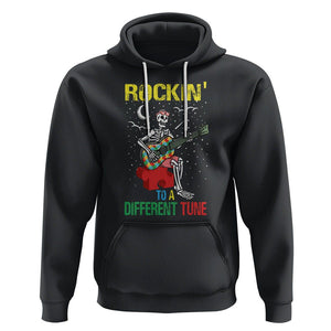 Autism Awareness Hoodie Rockin' To A Different Tune Skeleton TS09 Black Printyourwear