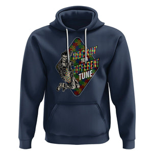 Autism Awareness Hoodie Rockin' To A Different Tune Skeleton TS09 Navy Printyourwear