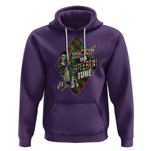 Autism Awareness Hoodie Rockin' To A Different Tune Skeleton TS09 Purple Printyourwear