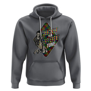 Autism Awareness Hoodie Rockin' To A Different Tune Skeleton TS09 Charcoal Printyourwear